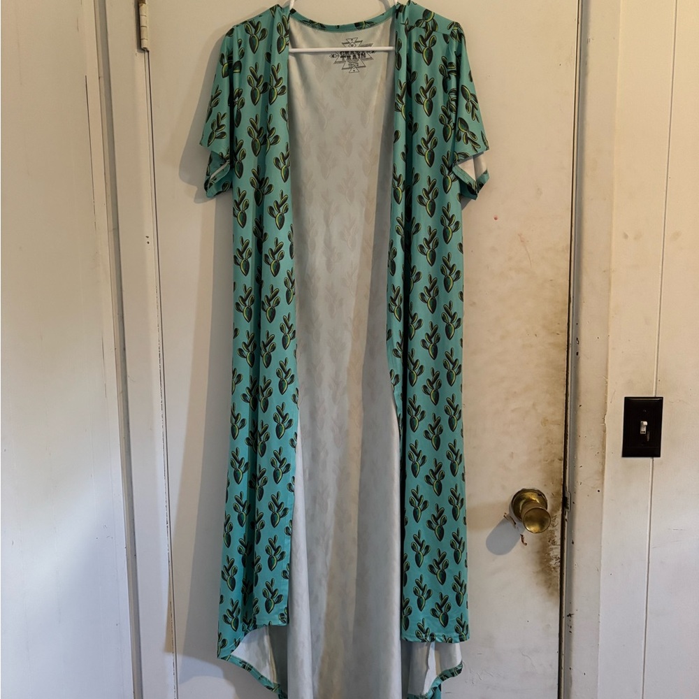 Crazy Train Aqua Cactus Print Tunic